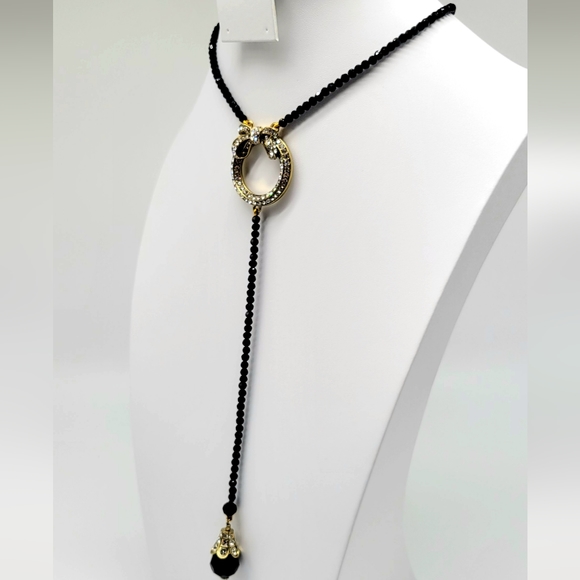 Heidi Daus Extra Long Swarovski Crystal Wreath Lariat with Faceted Beads and Bow - Picture 10 of 13